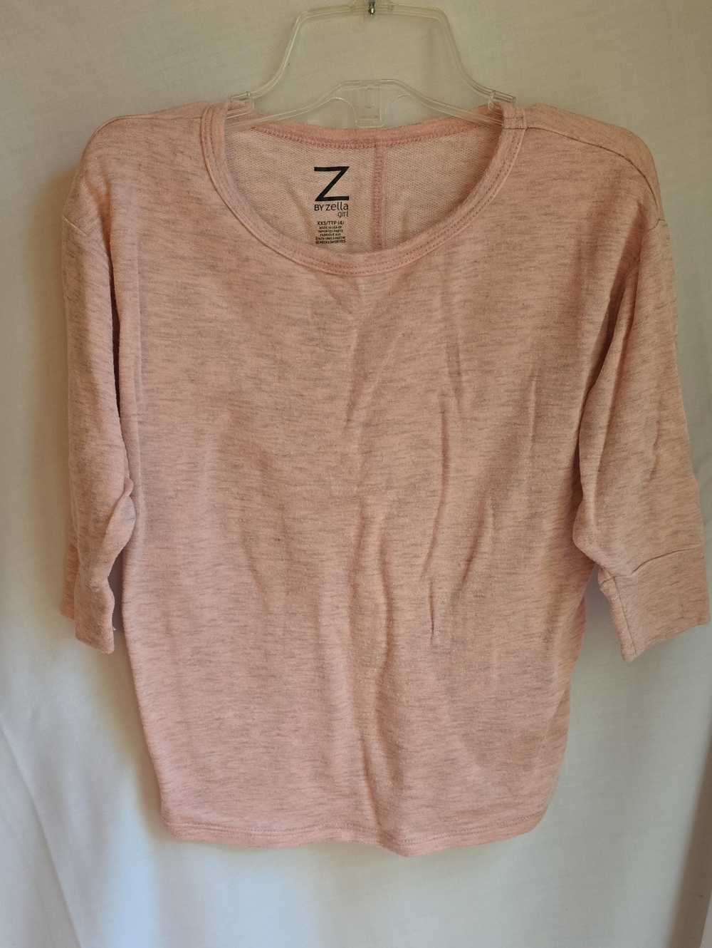 Zella Light Pink 3/4 Sleeve Scoop Neck Top